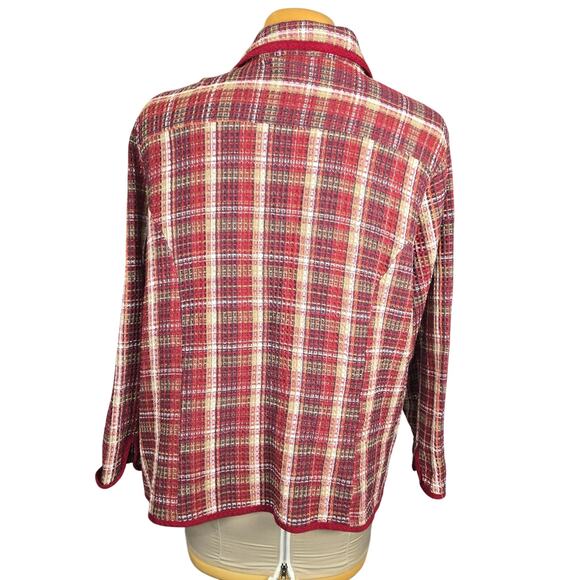 Liz & Me Womens 2X Zip Up Jacket Plaid Jacquard Colorful Knit Bohemian Cozy Fall - Picture 6 of 12
